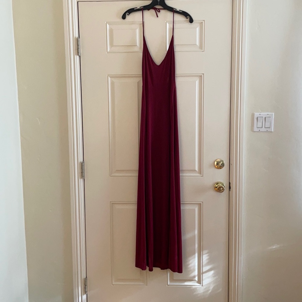 Burgundy halter dress by Nasty Gal